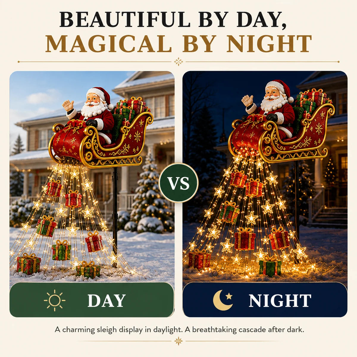 Santa Sleigh Solar Garden Light