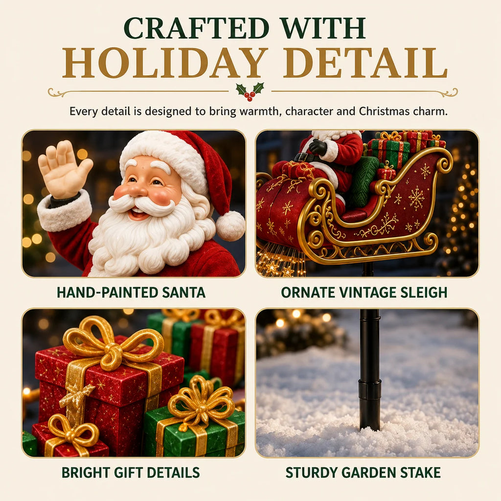Santa Sleigh Solar Garden Light