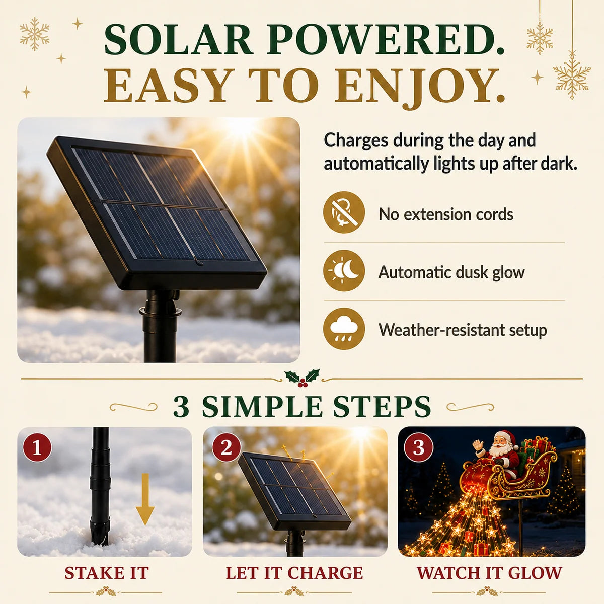 Santa Sleigh Solar Garden Light