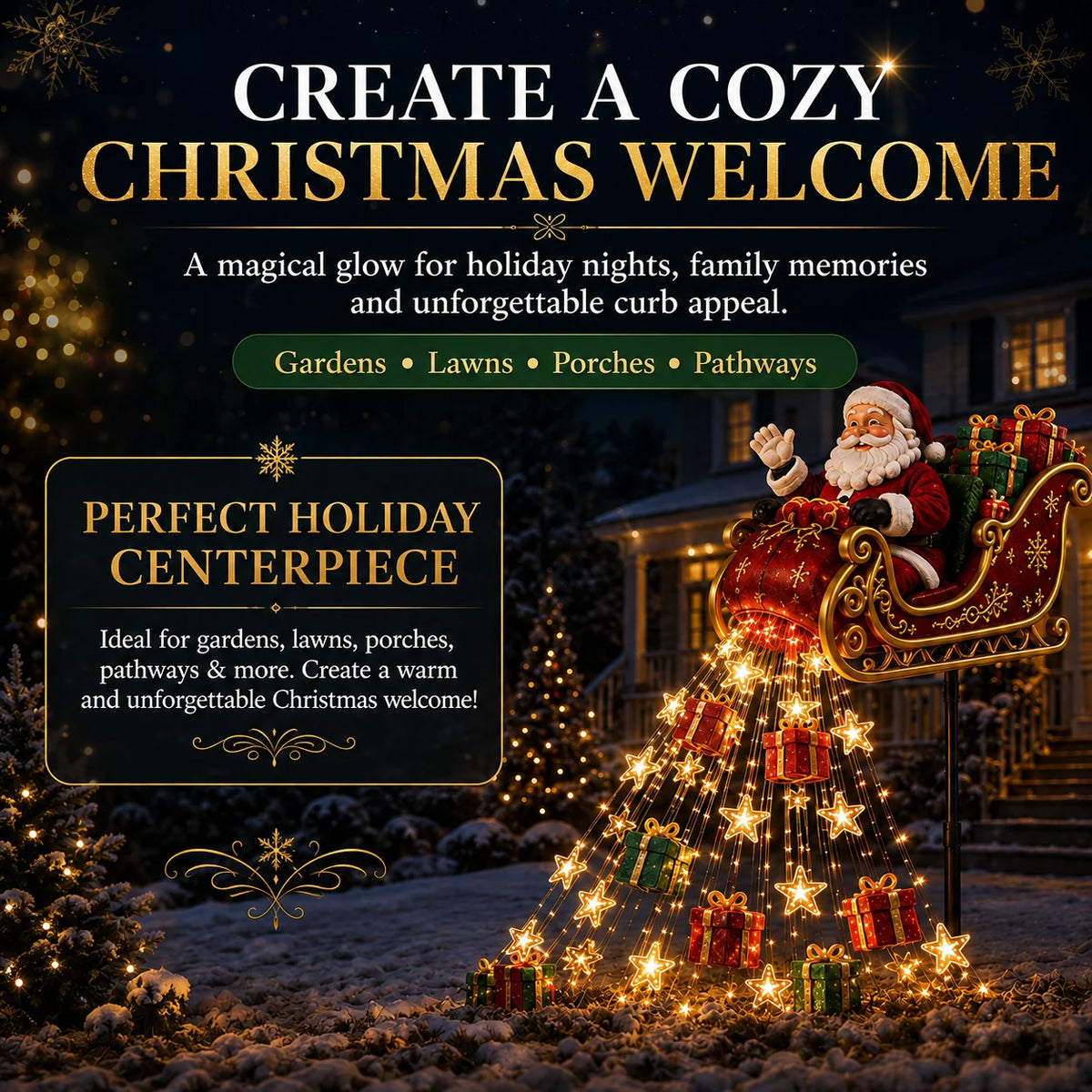 Santa Sleigh Solar Garden Light