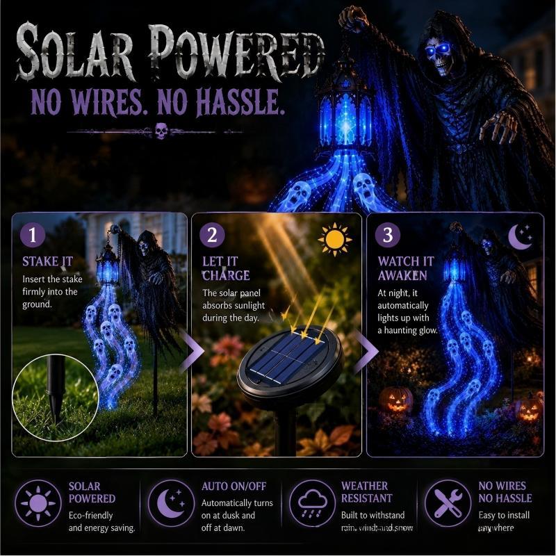 Blue Glowing Ghost Garden Lantern