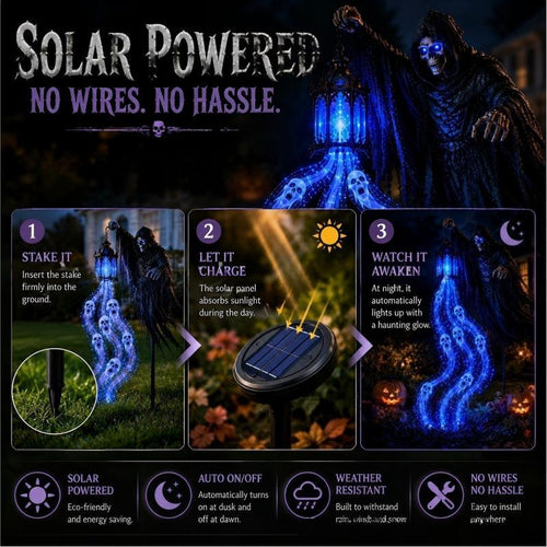 Blue Glowing Ghost Garden Lantern