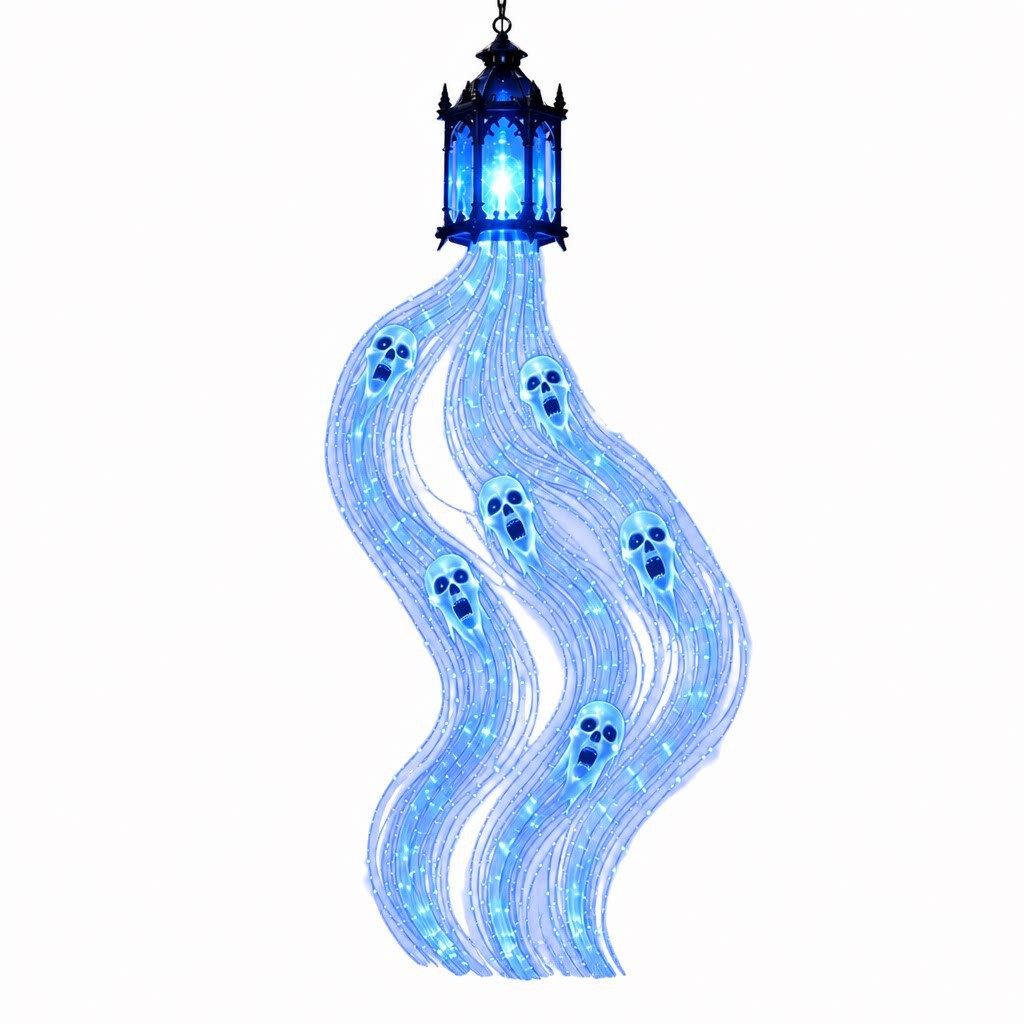 Blue Glowing Ghost Garden Lantern
